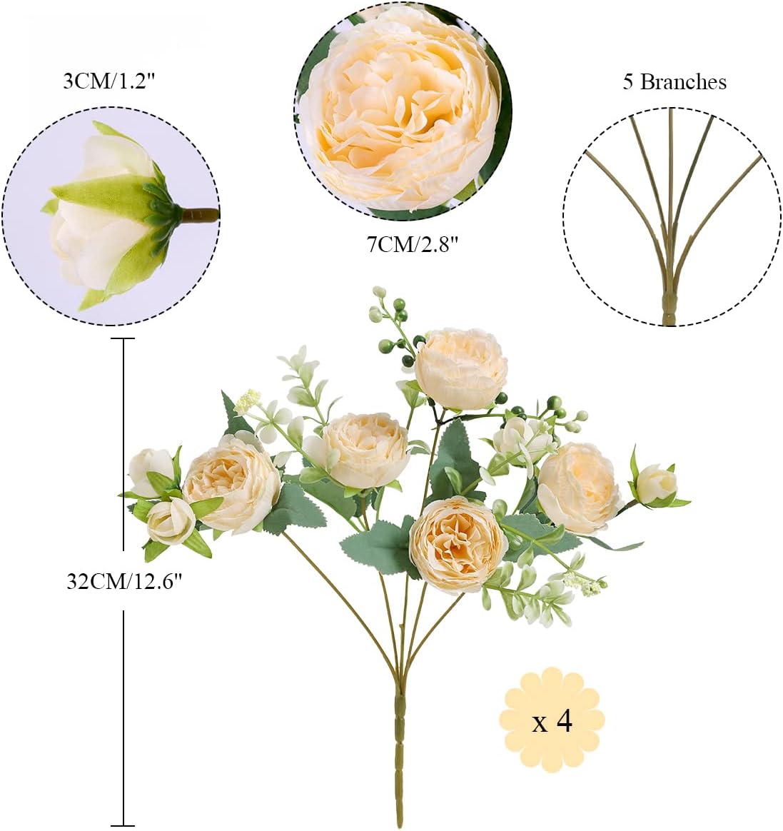 Floweroyal 2 Bunches Peony Artificial Flowers Pink Flowers Silk Peonies Bouquets for Wedding Party Table Centerpieces Floral Arrangement Home Kitchen Decor