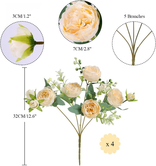 Floweroyal 2 Bunches Peony Artificial Flowers Pink Flowers Silk Peonies Bouquets for Wedding Party Table Centerpieces Floral Arrangement Home Kitchen Decor