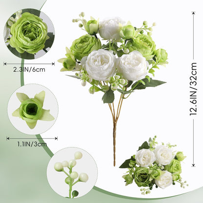 Floweroyal 2 Bunches Peony Artificial Flowers Pink Flowers Silk Peonies Bouquets for Wedding Party Table Centerpieces Floral Arrangement Home Kitchen Decor