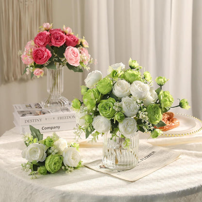 Floweroyal 2 Bunches Peony Artificial Flowers Pink Flowers Silk Peonies Bouquets for Wedding Party Table Centerpieces Floral Arrangement Home Kitchen Decor