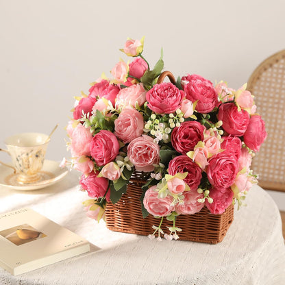 Floweroyal 2 Bunches Peony Artificial Flowers Pink Flowers Silk Peonies Bouquets for Wedding Party Table Centerpieces Floral Arrangement Home Kitchen Decor