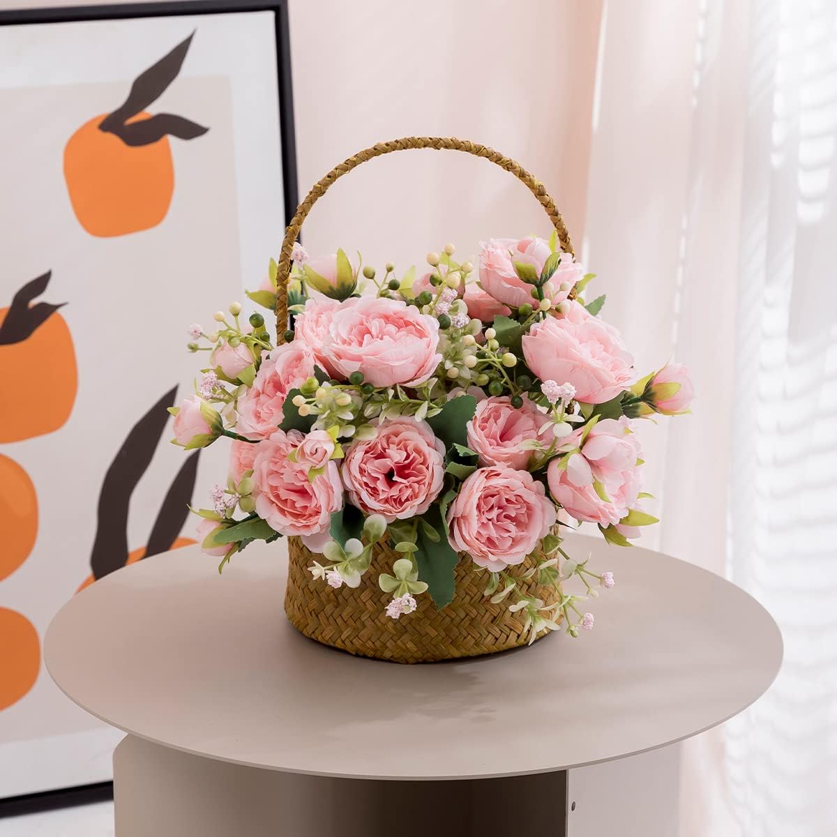 Floweroyal 2 Bunches Peony Artificial Flowers Pink Flowers Silk Peonies Bouquets for Wedding Party Table Centerpieces Floral Arrangement Home Kitchen Decor
