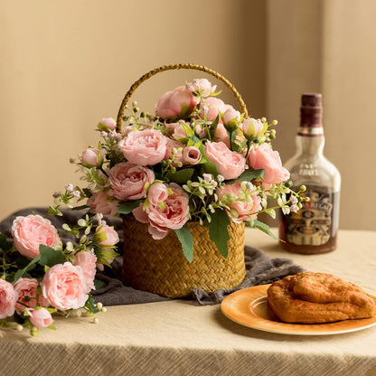 Floweroyal 2 Bunches Peony Artificial Flowers Pink Flowers Silk Peonies Bouquets for Wedding Party Table Centerpieces Floral Arrangement Home Kitchen Decor