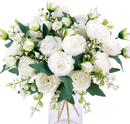 Floweroyal 2 Bunches Peony Artificial Flowers Pink Flowers Silk Peonies Bouquets for Wedding Party Table Centerpieces Floral Arrangement Home Kitchen Decor