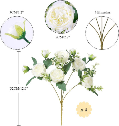 Floweroyal 2 Bunches Peony Artificial Flowers Pink Flowers Silk Peonies Bouquets for Wedding Party Table Centerpieces Floral Arrangement Home Kitchen Decor