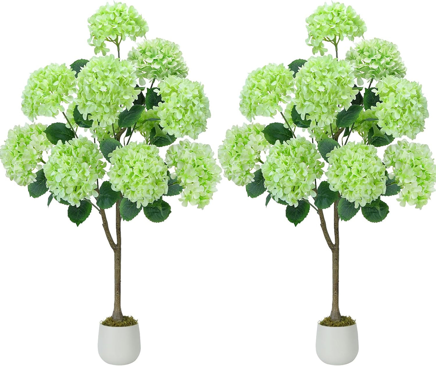 2 Pcs 4Ft Artificial Hydrangea Tree Potted Plants, Fake Flowers Tree | Faux Silk Hydrangea Plant in Pot, Artificial Hydrangea Push for Indoor Outdoor Decoration, Hydrangea Topiary