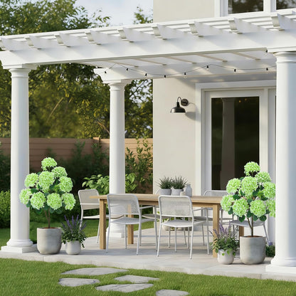 2 Pcs 4Ft Artificial Hydrangea Tree Potted Plants, Fake Flowers Tree | Faux Silk Hydrangea Plant in Pot, Artificial Hydrangea Push for Indoor Outdoor Decoration, Hydrangea Topiary