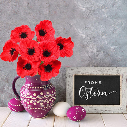 24 pcs Artificial Red Flower Stems PU Real Touch Flower Fake Flowers in Red with Black Center 11.6" Tall for Wedding Bouquets Corsages Centerpiece Floral Arrangements