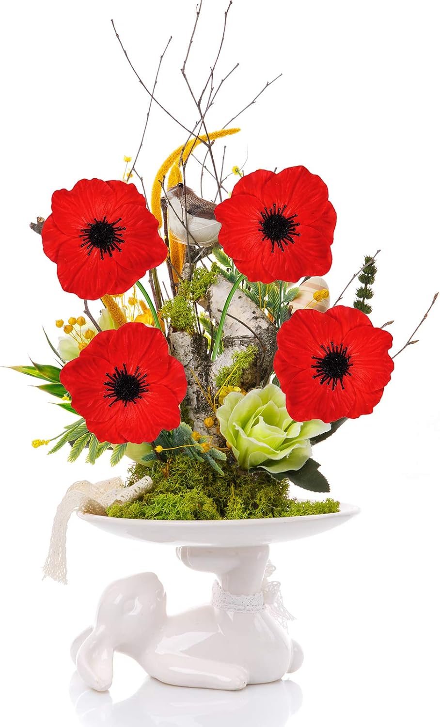 24 pcs Artificial Red Flower Stems PU Real Touch Flower Fake Flowers in Red with Black Center 11.6" Tall for Wedding Bouquets Corsages Centerpiece Floral Arrangements