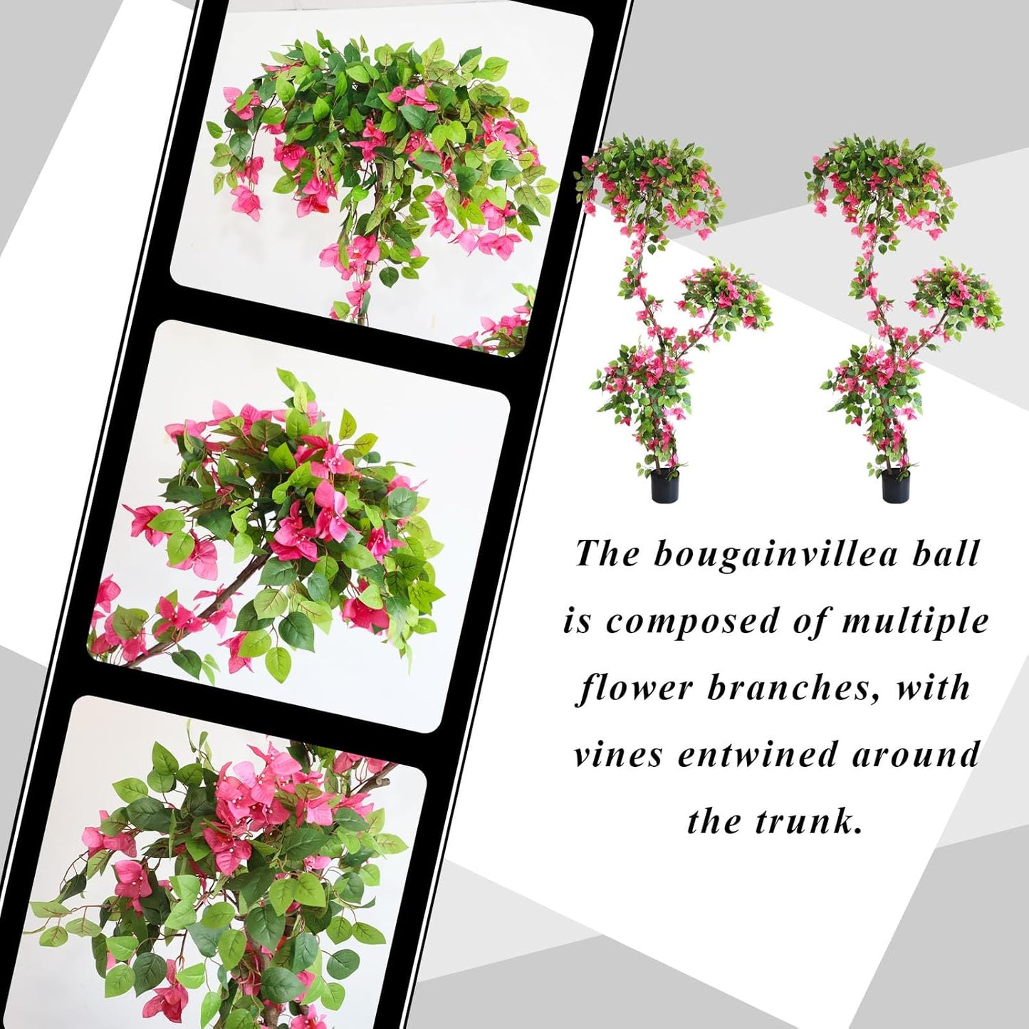 Artificial Bougainvillea Tree, 7FT Fake Bougainvillea Topiary Trees with Pot, 83 Inch Faux Plant for Indoor Decor