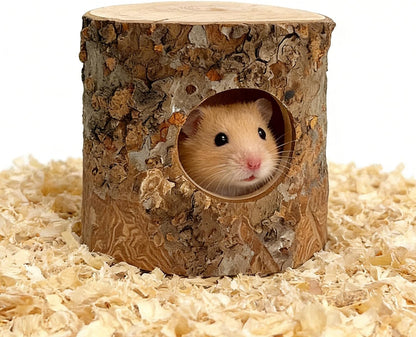 Hamster Hideout, 3.14" x 2.75" Natural Wooden Habitat House