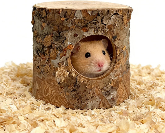 Hamster Hideout, 3.14" x 2.75" Natural Wooden Habitat House