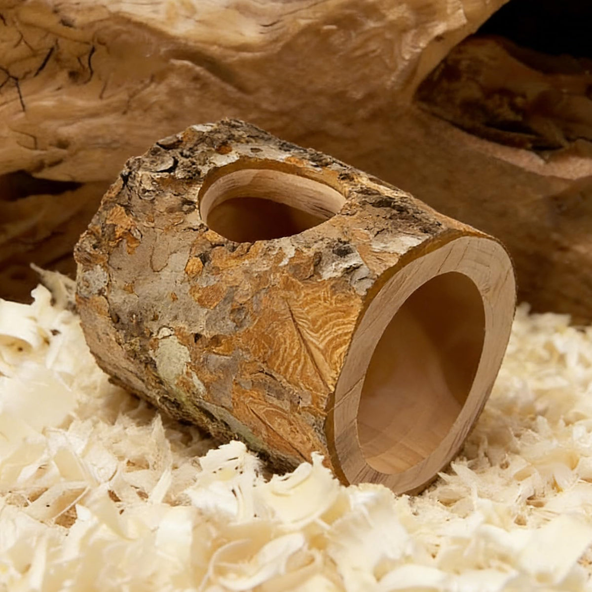 Hamster Hideout, 3.14" x 2.75" Natural Wooden Habitat House