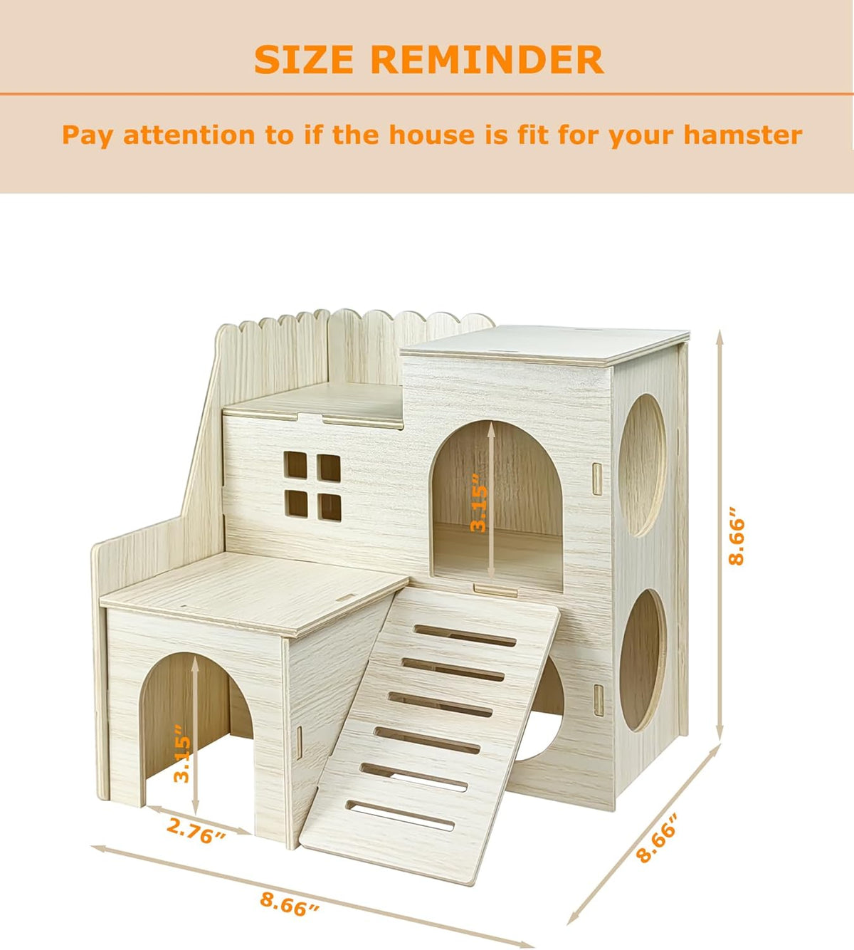 Hamster Hideout Cage Accessories - Hamster House and Habitat Wooden Hide Hut with Climbing Ladder and Platform for Dwarf Gerbils and Mouse Mice Rat Other Small Animals etc.