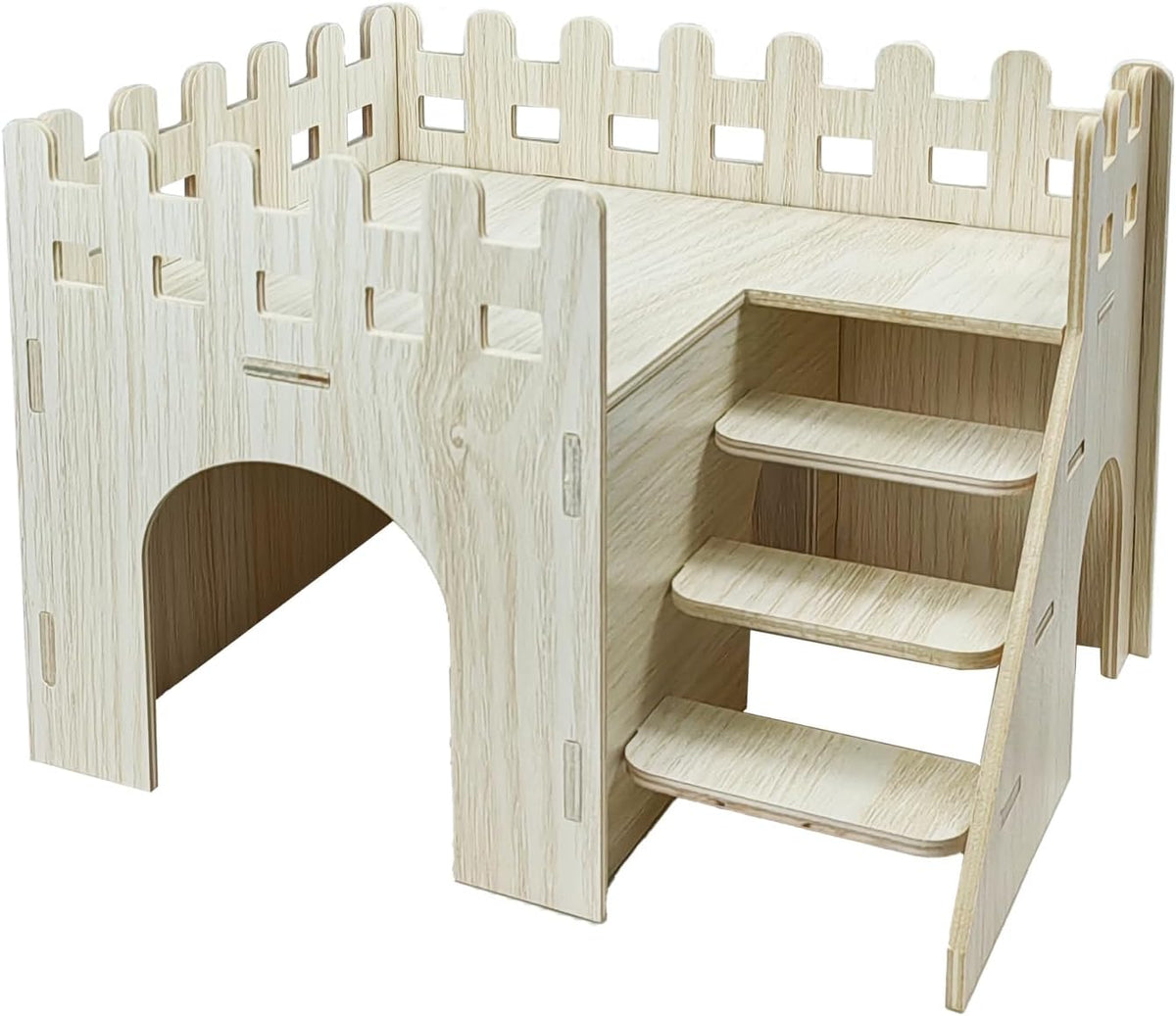 Hamster Hideout Cage Accessories - Hamster House and Habitat Wooden Hide Hut with Climbing Ladder and Platform for Dwarf Gerbils and Mouse Mice Rat Other Small Animals etc.