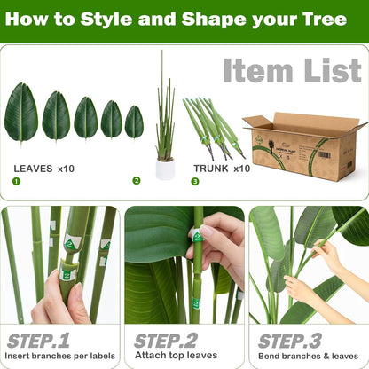 Bird of Paradise Artificial Tree, 6Ft Tall Faux Plant, Fake Banana Leaf Plant Indoor, Faux Palm Tree Faux Floor Plants Tropical Tree in Pot, Present for Friend Housewarming Decor