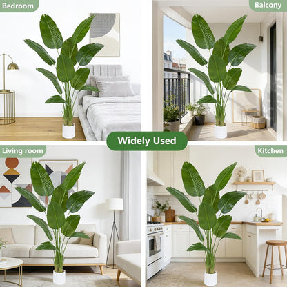 Bird of Paradise Artificial Tree, 6Ft Tall Faux Plant, Fake Banana Leaf Plant Indoor, Faux Palm Tree Faux Floor Plants Tropical Tree in Pot, Present for Friend Housewarming Decor