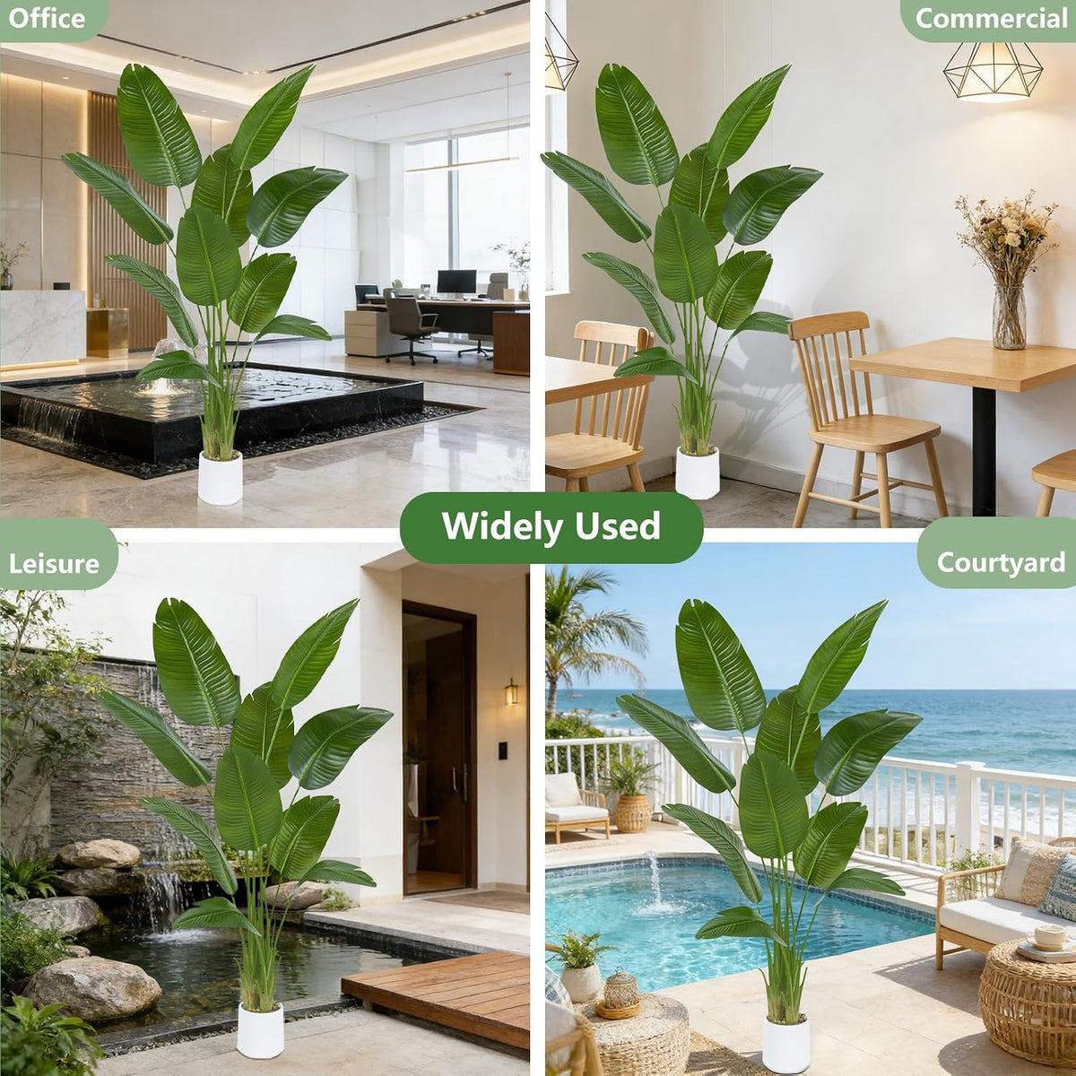 Bird of Paradise Artificial Tree, 6Ft Tall Faux Plant, Fake Banana Leaf Plant Indoor, Faux Palm Tree Faux Floor Plants Tropical Tree in Pot, Present for Friend Housewarming Decor