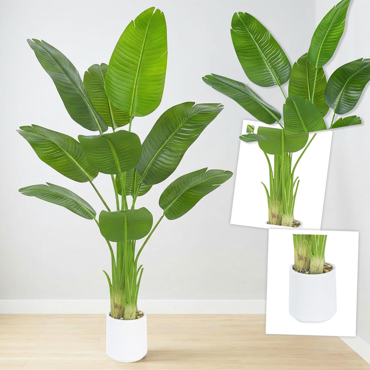 Bird of Paradise Artificial Tree, 6Ft Tall Faux Plant, Fake Banana Leaf Plant Indoor, Faux Palm Tree Faux Floor Plants Tropical Tree in Pot, Present for Friend Housewarming Decor