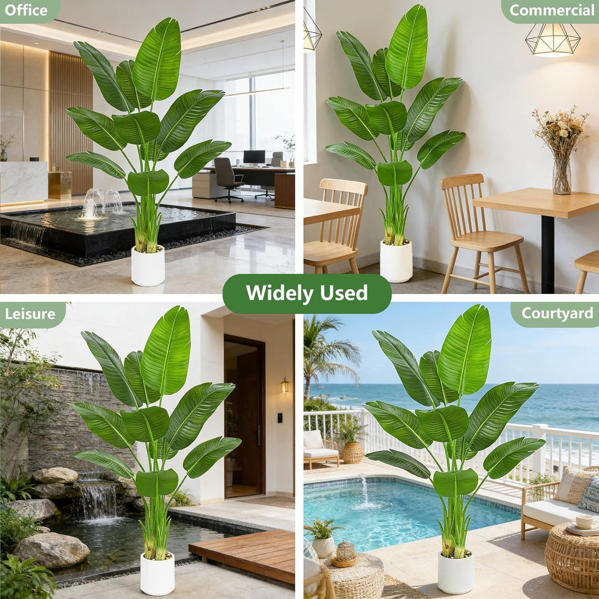 Bird of Paradise Artificial Tree, 6Ft Tall Faux Plant, Fake Banana Leaf Plant Indoor, Faux Palm Tree Faux Floor Plants Tropical Tree in Pot, Present for Friend Housewarming Decor