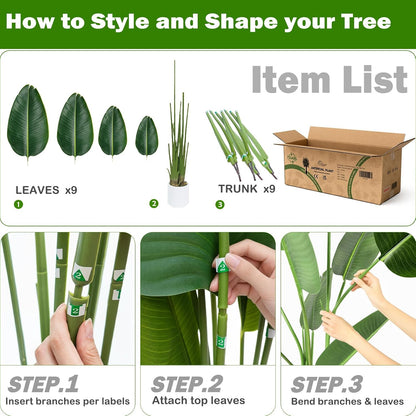 Bird of Paradise Artificial Tree, 6Ft Tall Faux Plant, Fake Banana Leaf Plant Indoor, Faux Palm Tree Faux Floor Plants Tropical Tree in Pot, Present for Friend Housewarming Decor