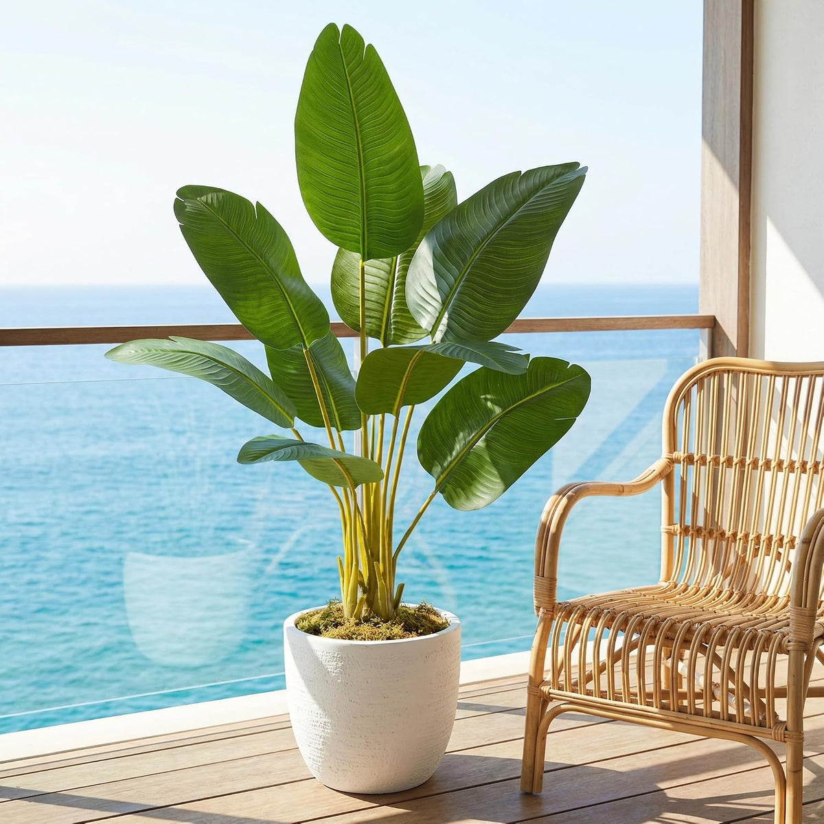 Bird of Paradise Artificial Tree, 6Ft Tall Faux Plant, Fake Banana Leaf Plant Indoor, Faux Palm Tree Faux Floor Plants Tropical Tree in Pot, Present for Friend Housewarming Decor