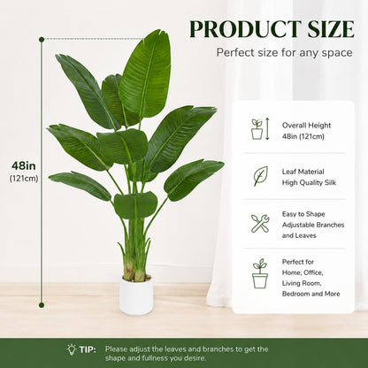 Bird of Paradise Artificial Tree, 6Ft Tall Faux Plant, Fake Banana Leaf Plant Indoor, Faux Palm Tree Faux Floor Plants Tropical Tree in Pot, Present for Friend Housewarming Decor