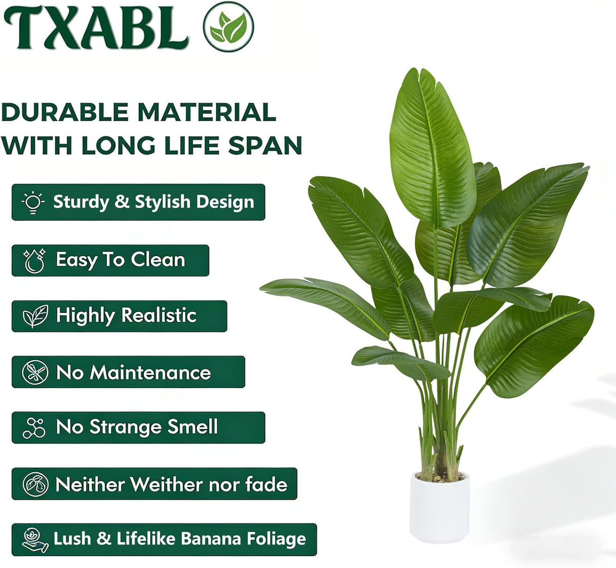Bird of Paradise Artificial Tree, 6Ft Tall Faux Plant, Fake Banana Leaf Plant Indoor, Faux Palm Tree Faux Floor Plants Tropical Tree in Pot, Present for Friend Housewarming Decor