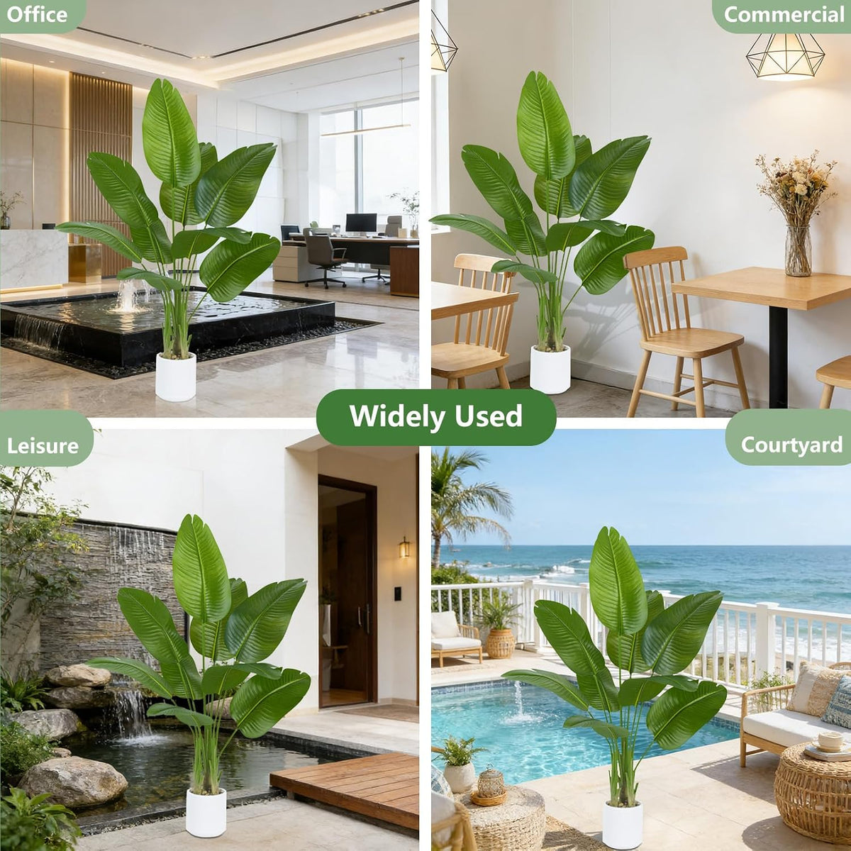 Bird of Paradise Artificial Tree, 6Ft Tall Faux Plant, Fake Banana Leaf Plant Indoor, Faux Palm Tree Faux Floor Plants Tropical Tree in Pot, Present for Friend Housewarming Decor