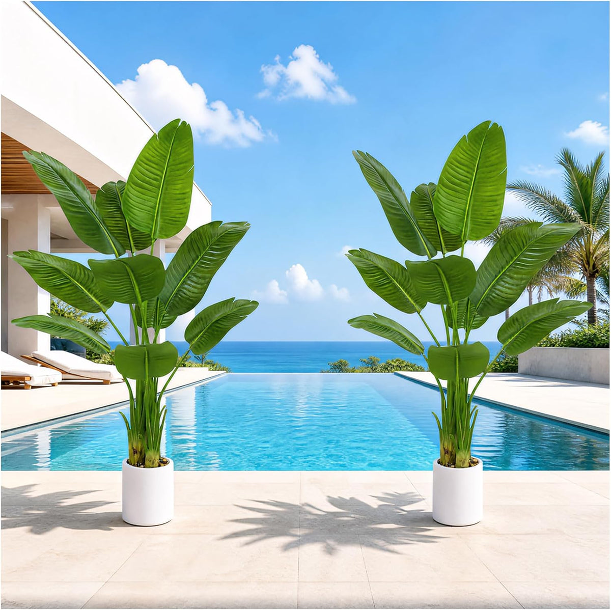 Bird of Paradise Artificial Tree, 6Ft Tall Faux Plant, Fake Banana Leaf Plant Indoor, Faux Palm Tree Faux Floor Plants Tropical Tree in Pot, Present for Friend Housewarming Decor
