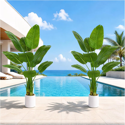 Bird of Paradise Artificial Tree, 6Ft Tall Faux Plant, Fake Banana Leaf Plant Indoor, Faux Palm Tree Faux Floor Plants Tropical Tree in Pot, Present for Friend Housewarming Decor