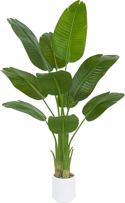 Bird of Paradise Artificial Tree, 6Ft Tall Faux Plant, Fake Banana Leaf Plant Indoor, Faux Palm Tree Faux Floor Plants Tropical Tree in Pot, Present for Friend Housewarming Decor