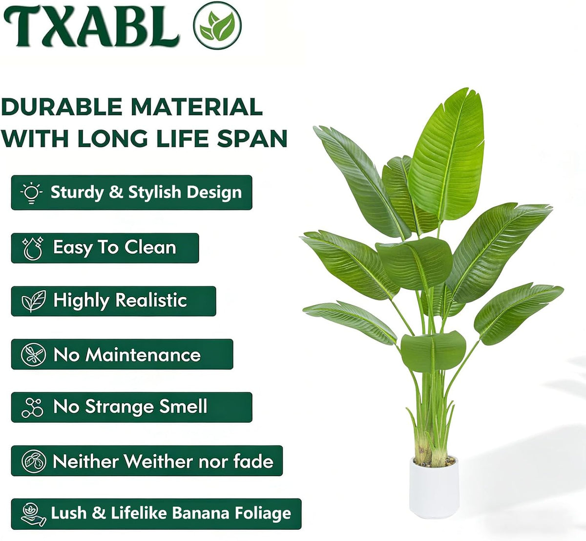 Bird of Paradise Artificial Tree, 6Ft Tall Faux Plant, Fake Banana Leaf Plant Indoor, Faux Palm Tree Faux Floor Plants Tropical Tree in Pot, Present for Friend Housewarming Decor