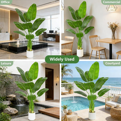 Bird of Paradise Artificial Tree, 6Ft Tall Faux Plant, Fake Banana Leaf Plant Indoor, Faux Palm Tree Faux Floor Plants Tropical Tree in Pot, Present for Friend Housewarming Decor
