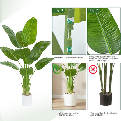 Bird of Paradise Artificial Tree, 6Ft Tall Faux Plant, Fake Banana Leaf Plant Indoor, Faux Palm Tree Faux Floor Plants Tropical Tree in Pot, Present for Friend Housewarming Decor