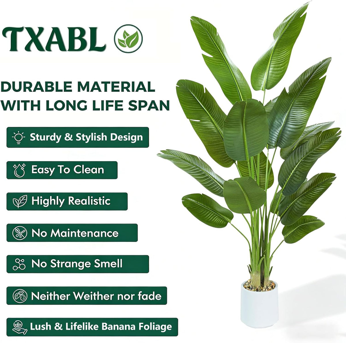 Bird of Paradise Artificial Tree, 6Ft Tall Faux Plant, Fake Banana Leaf Plant Indoor, Faux Palm Tree Faux Floor Plants Tropical Tree in Pot, Present for Friend Housewarming Decor