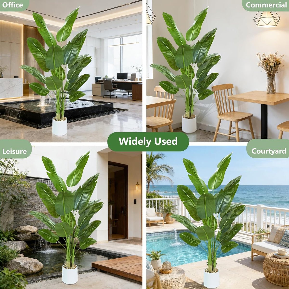 Bird of Paradise Artificial Tree, 6Ft Tall Faux Plant, Fake Banana Leaf Plant Indoor, Faux Palm Tree Faux Floor Plants Tropical Tree in Pot, Present for Friend Housewarming Decor