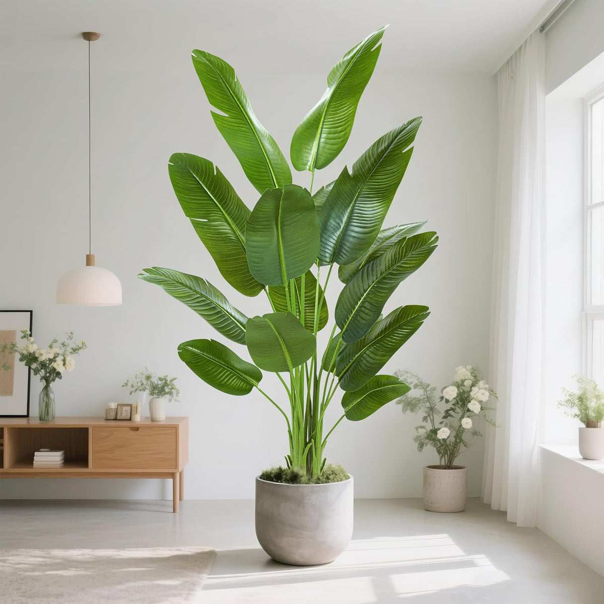 Bird of Paradise Artificial Tree, 6Ft Tall Faux Plant, Fake Banana Leaf Plant Indoor, Faux Palm Tree Faux Floor Plants Tropical Tree in Pot, Present for Friend Housewarming Decor