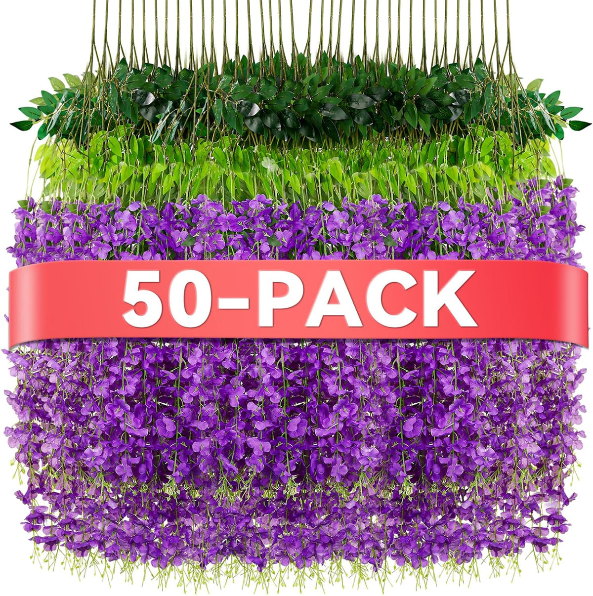Alotiki Purple Wisteria Hanging Flowers, 50 Pack Fake Hanging Flowers