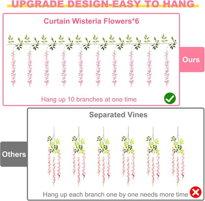 Alotiki Purple Wisteria Hanging Flowers, 50 Pack Fake Hanging Flowers