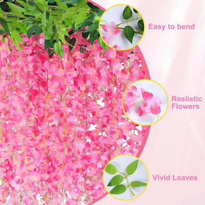 Alotiki Purple Wisteria Hanging Flowers, 50 Pack Fake Hanging Flowers