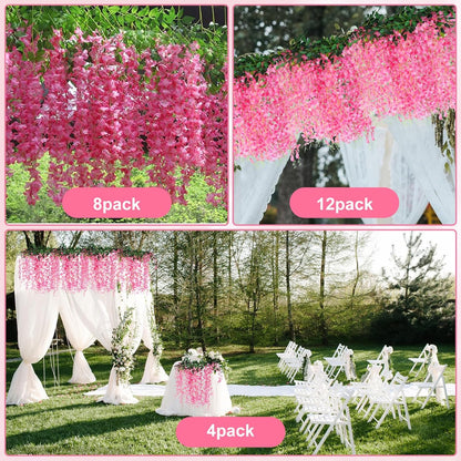Alotiki Purple Wisteria Hanging Flowers, 50 Pack Fake Hanging Flowers