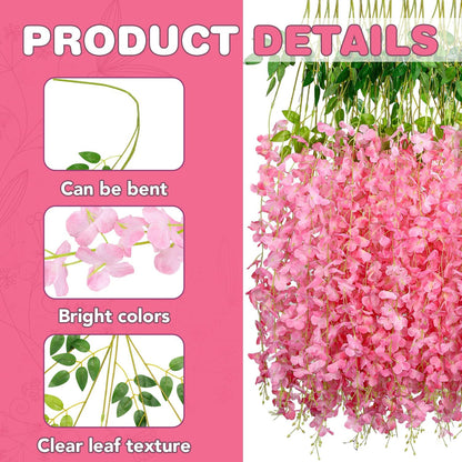 Alotiki Purple Wisteria Hanging Flowers, 50 Pack Fake Hanging Flowers