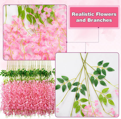 Alotiki Purple Wisteria Hanging Flowers, 50 Pack Fake Hanging Flowers