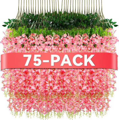Alotiki Purple Wisteria Hanging Flowers, 50 Pack Fake Hanging Flowers
