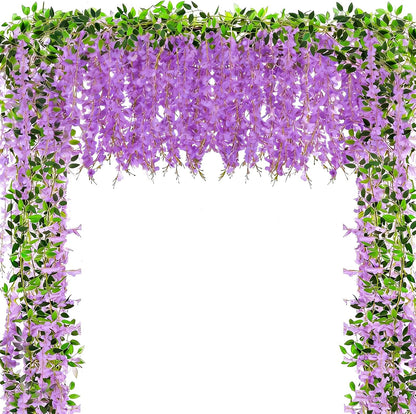 Alotiki Purple Wisteria Hanging Flowers, 50 Pack Fake Hanging Flowers