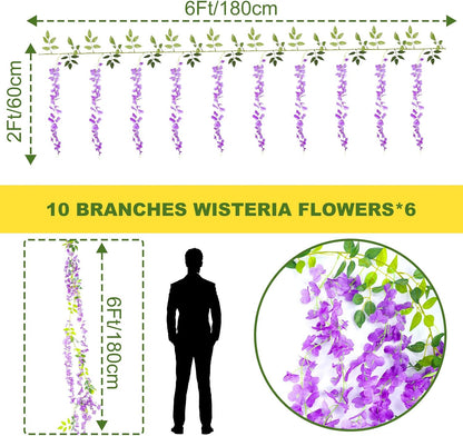 Alotiki Purple Wisteria Hanging Flowers, 50 Pack Fake Hanging Flowers