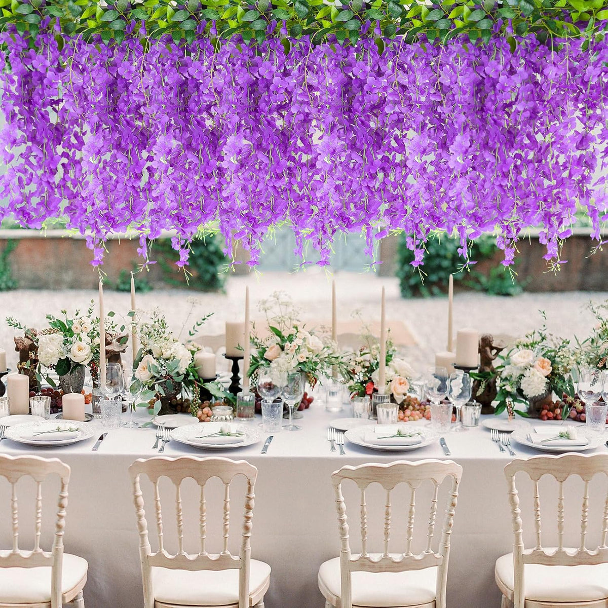 Alotiki Purple Wisteria Hanging Flowers, 50 Pack Fake Hanging Flowers