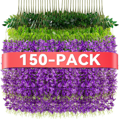 Alotiki Purple Wisteria Hanging Flowers, 50 Pack Fake Hanging Flowers