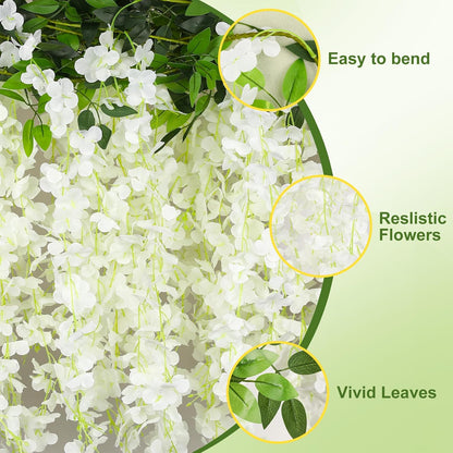 Alotiki Purple Wisteria Hanging Flowers, 50 Pack Fake Hanging Flowers